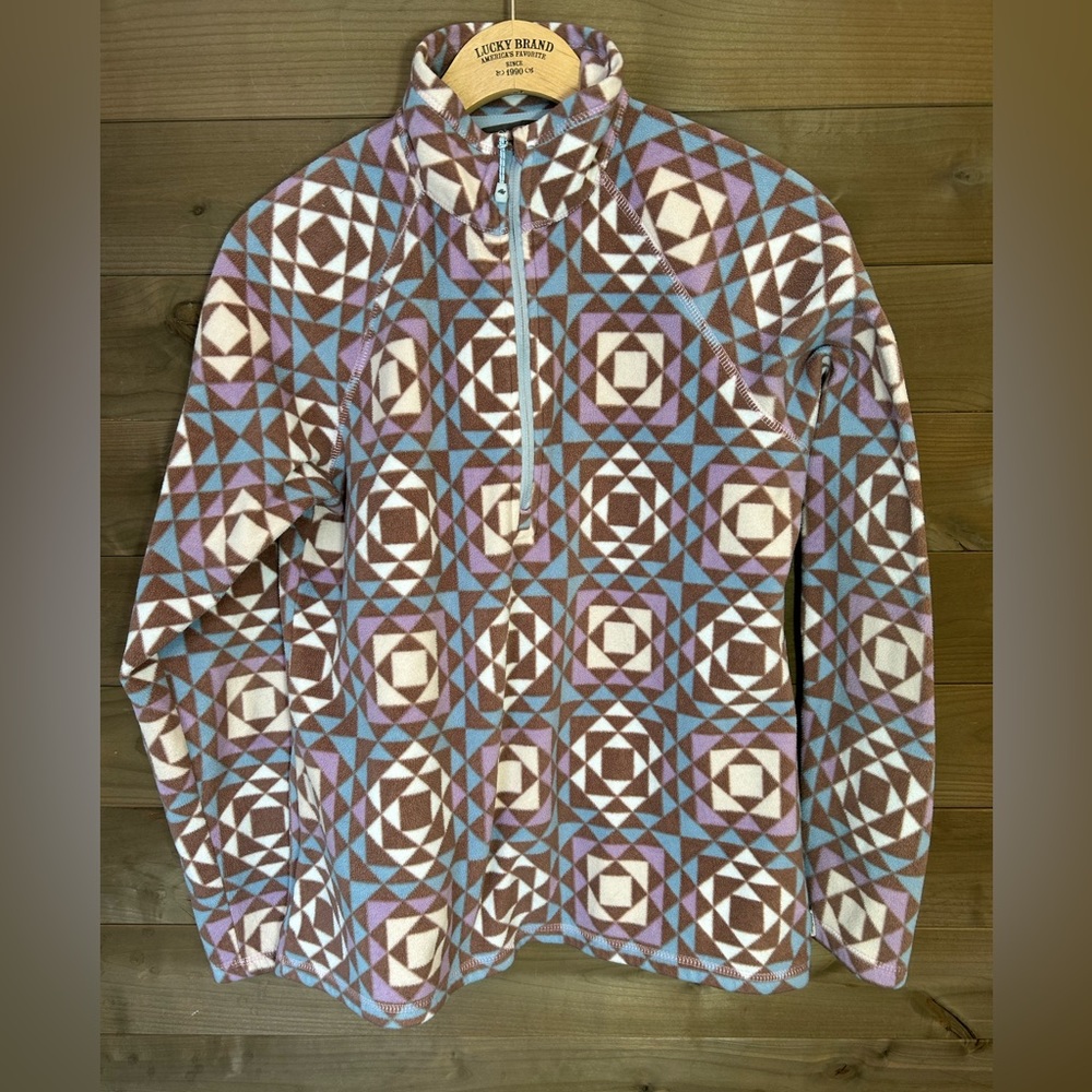 Eddie Bauer Pastel Aztec Print Quarter Zip Fleece